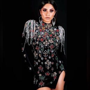 SHALLY DIAMANTE RHINESTONE VELVET DRESS 🖤